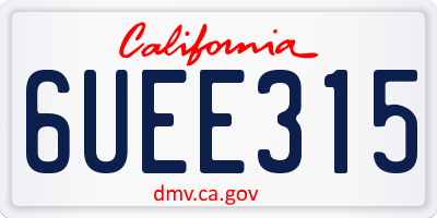 CA license plate 6UEE315