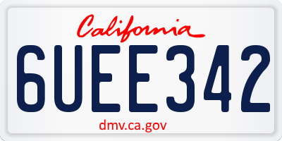 CA license plate 6UEE342