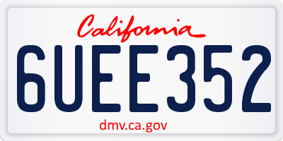 CA license plate 6UEE352