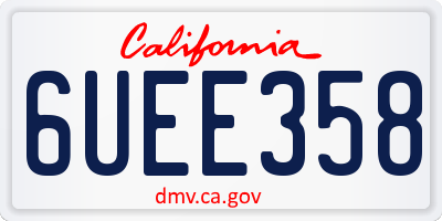 CA license plate 6UEE358
