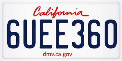 CA license plate 6UEE360