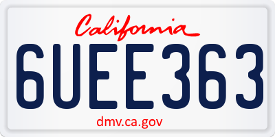 CA license plate 6UEE363