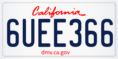 CA license plate 6UEE366