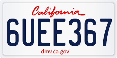 CA license plate 6UEE367