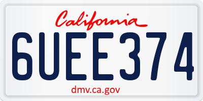 CA license plate 6UEE374