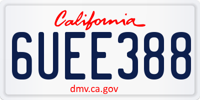 CA license plate 6UEE388