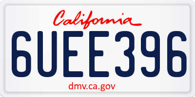 CA license plate 6UEE396