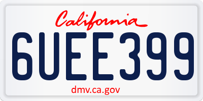 CA license plate 6UEE399