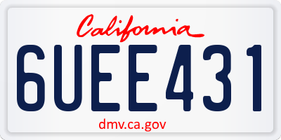 CA license plate 6UEE431