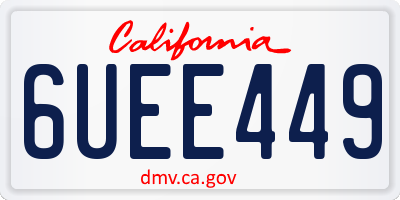 CA license plate 6UEE449