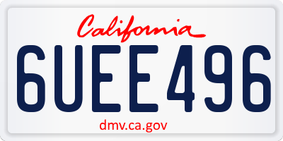 CA license plate 6UEE496