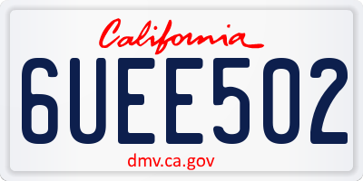 CA license plate 6UEE502