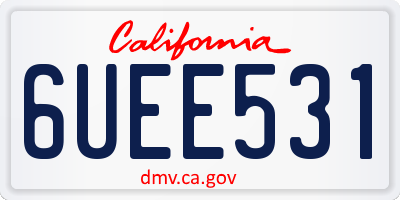 CA license plate 6UEE531