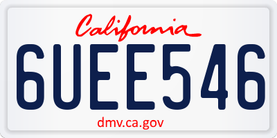 CA license plate 6UEE546