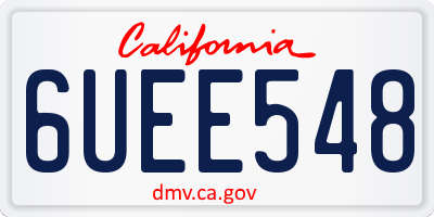 CA license plate 6UEE548