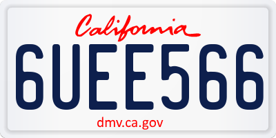 CA license plate 6UEE566