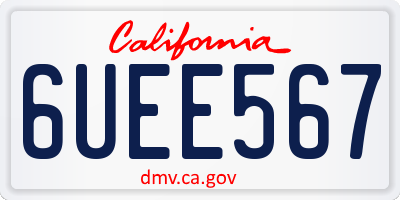 CA license plate 6UEE567