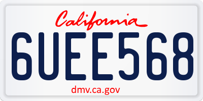 CA license plate 6UEE568