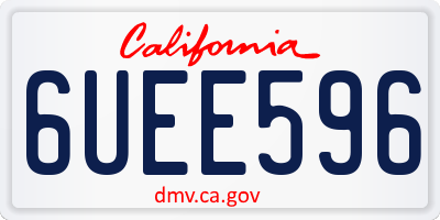 CA license plate 6UEE596