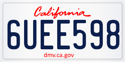 CA license plate 6UEE598