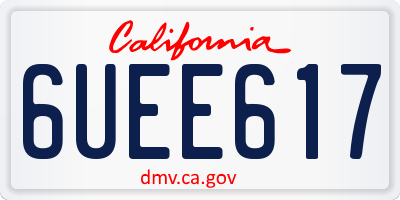 CA license plate 6UEE617