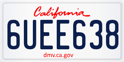 CA license plate 6UEE638