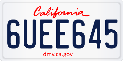 CA license plate 6UEE645
