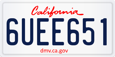 CA license plate 6UEE651