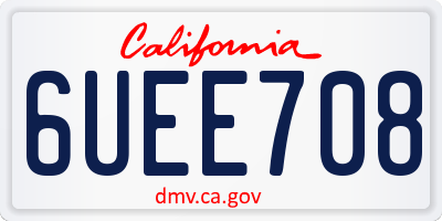 CA license plate 6UEE708