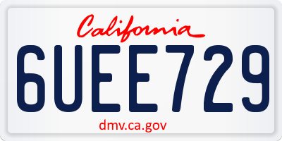 CA license plate 6UEE729