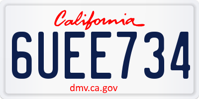 CA license plate 6UEE734
