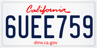 CA license plate 6UEE759