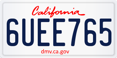 CA license plate 6UEE765