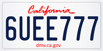 CA license plate 6UEE777