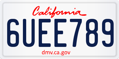 CA license plate 6UEE789