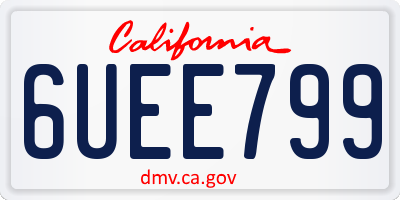 CA license plate 6UEE799