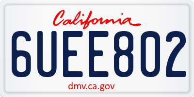 CA license plate 6UEE802