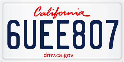 CA license plate 6UEE807