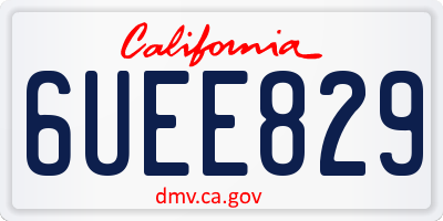 CA license plate 6UEE829