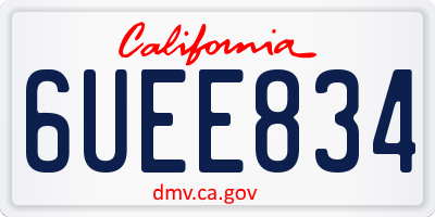 CA license plate 6UEE834