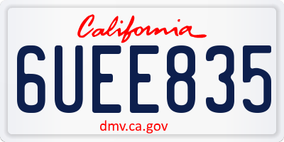 CA license plate 6UEE835