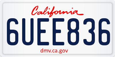 CA license plate 6UEE836