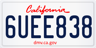 CA license plate 6UEE838