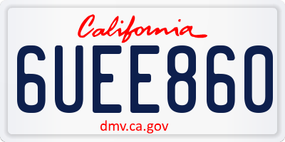 CA license plate 6UEE860