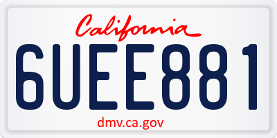 CA license plate 6UEE881