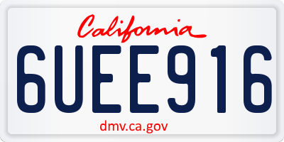 CA license plate 6UEE916