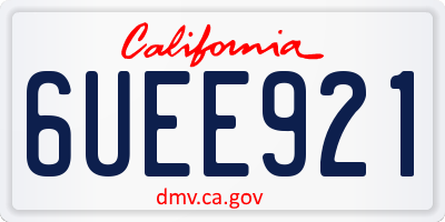 CA license plate 6UEE921