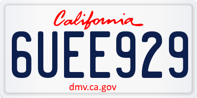 CA license plate 6UEE929