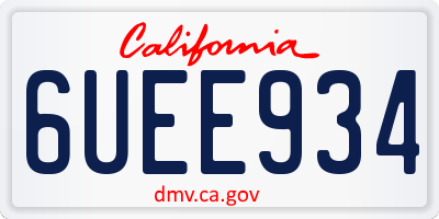 CA license plate 6UEE934