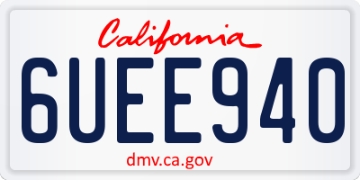 CA license plate 6UEE940